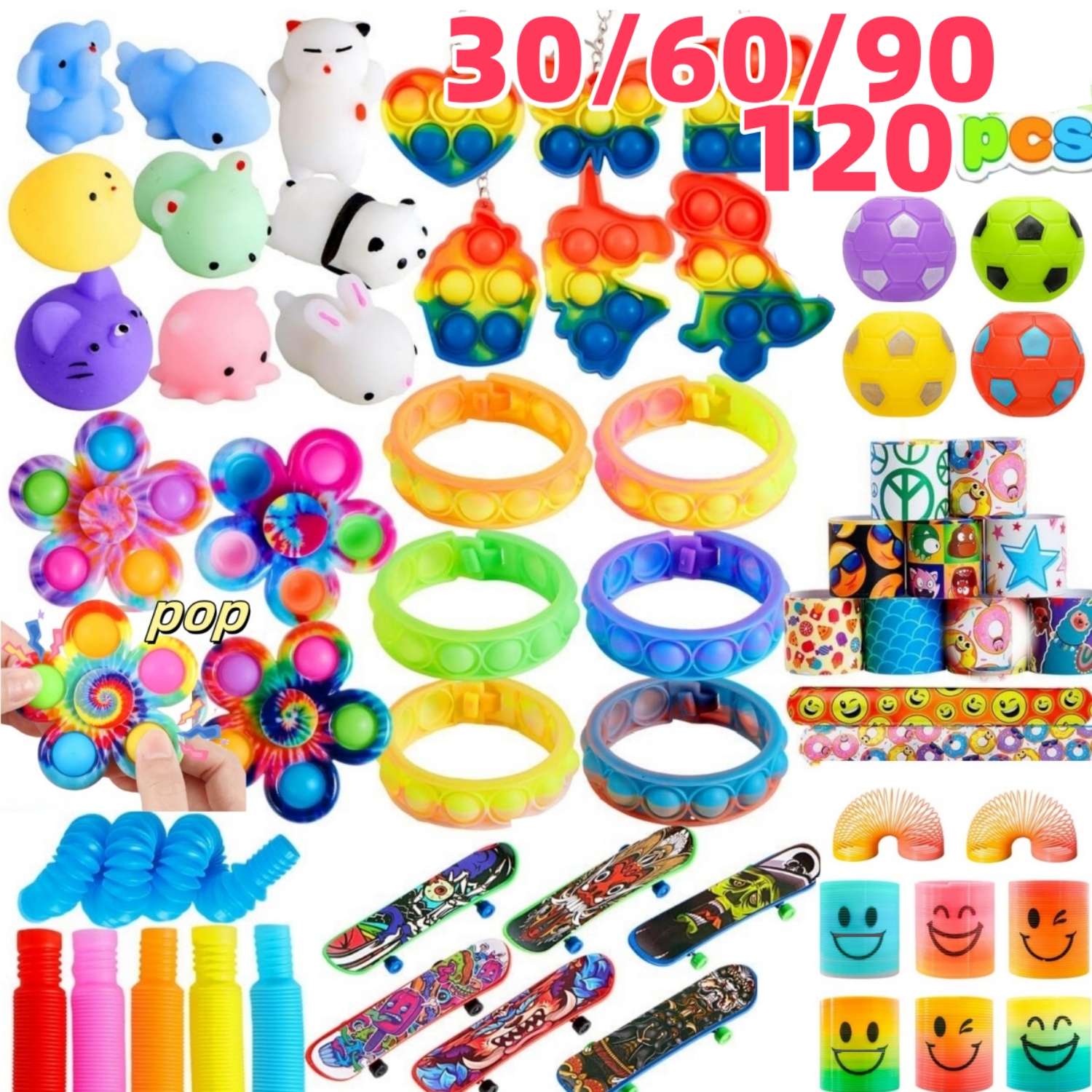 Kids' Toys - Bulk Pack of 30-120 Popular Fidget