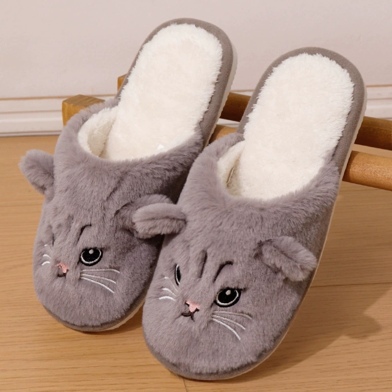 Soft Plush Doll - Cartoon Cat Home Slippers for Women