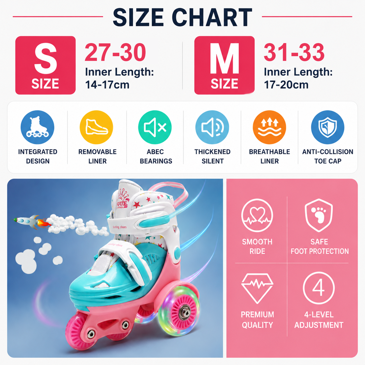 Kids Roller Skates Adjustable  - đánh giá và giá Kids Toys Quad