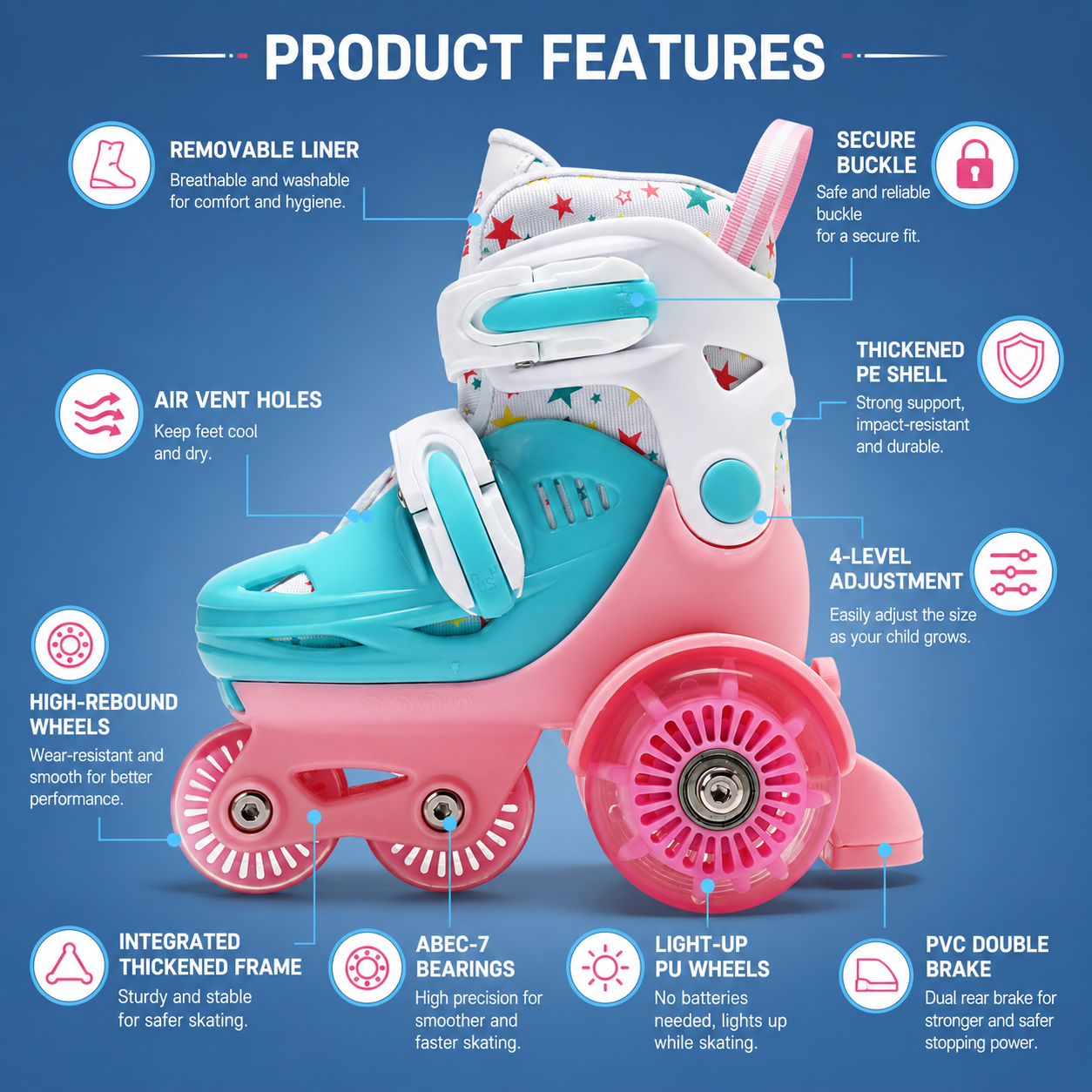 Kids Roller Skates Adjustable  - đánh giá và giá Kids Toys Quad
